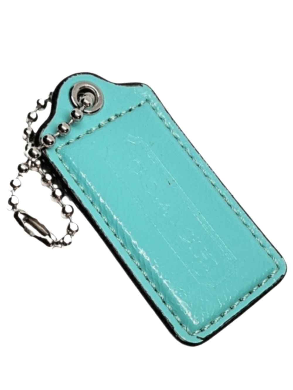 🐦 2.5" Coach Robin Egg Blue Patent Leather Hangtag Mini Bag Fob Charm Keychain
